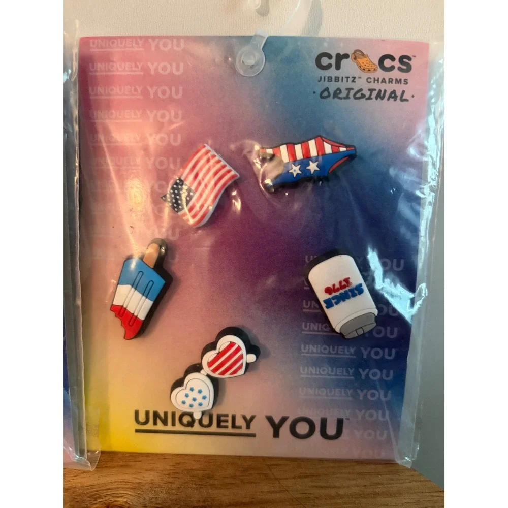 Uniquely You Crocs Jibbitz Charms Pack of 2 USA 4th July NEW Sealed